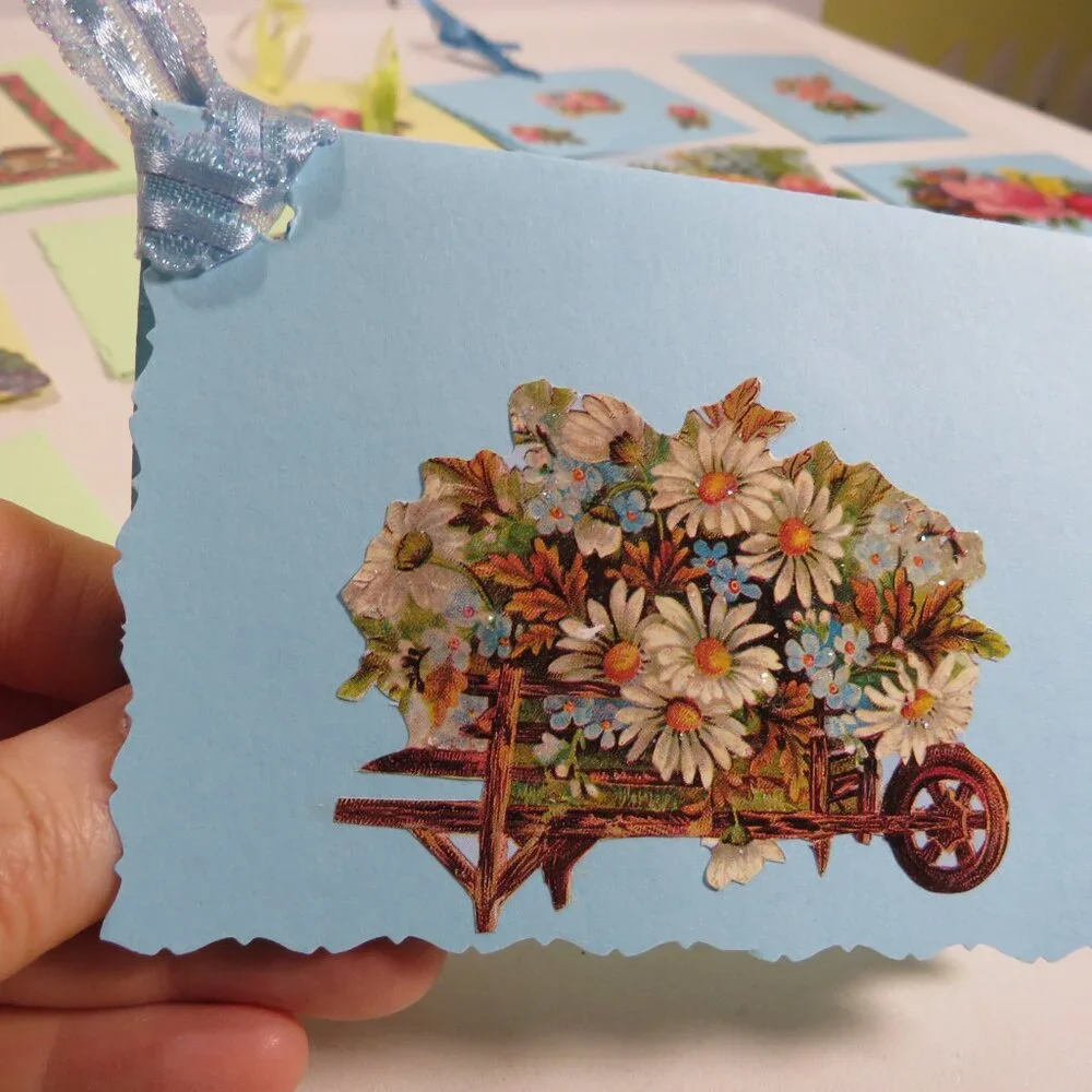 Victorian Gift Tags Cardstock with some embossed images & glitter paint accents
